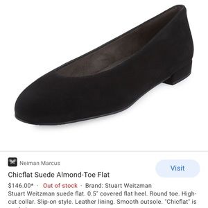 Stuart Weitzman Chicflat Suede Almond-Toe Flat